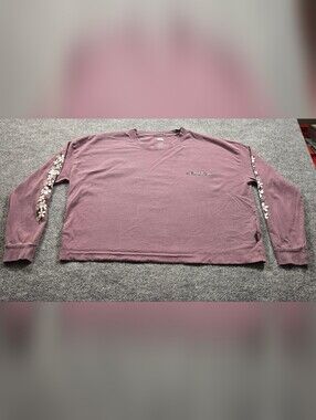 Quiksilver Women's Purple / Mauve Floral Oversized Crop Fit Long Sleeve Tee
